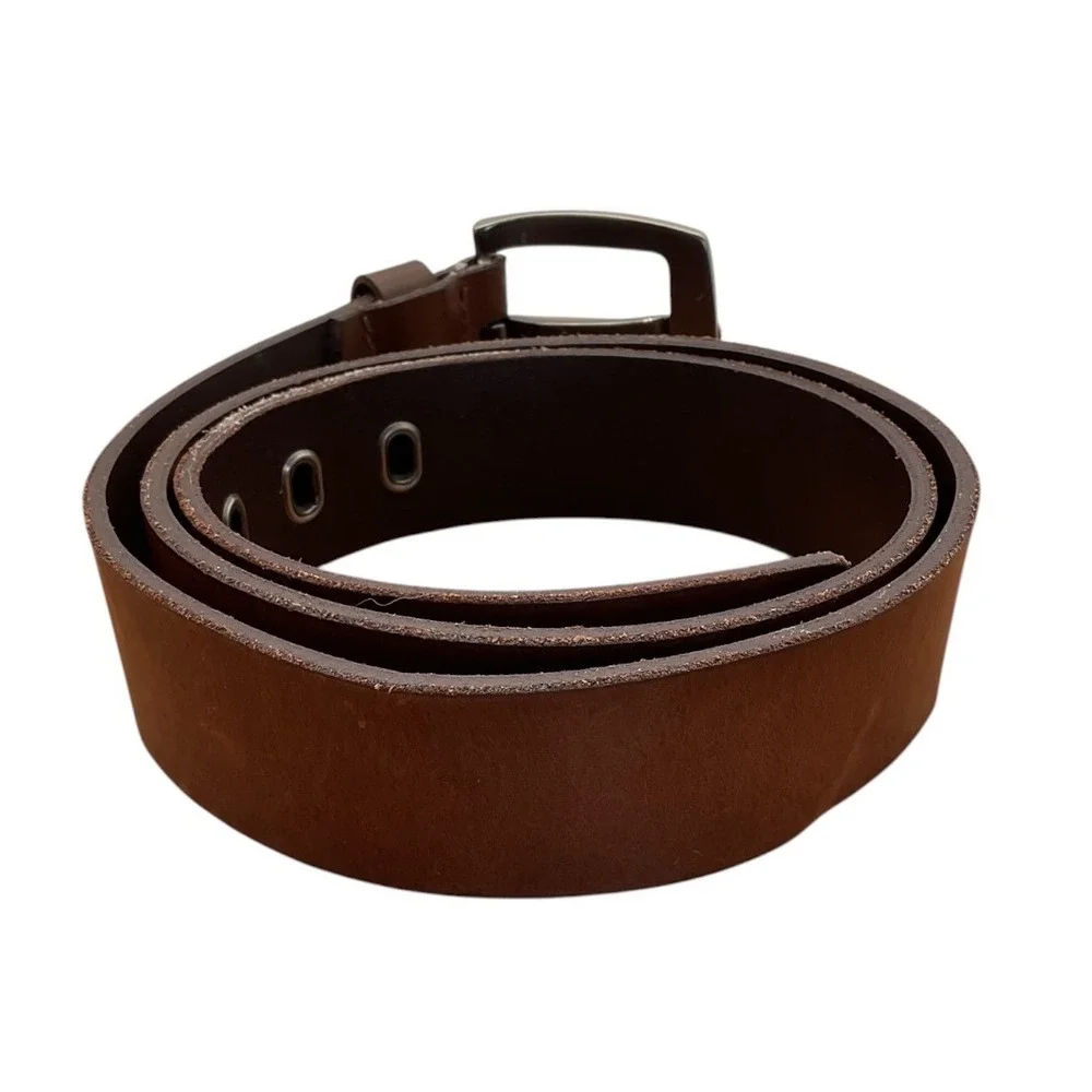 Kenneth Cole Reaction Brown Genuine Leather Belt Silver Buckle‎ Size 38